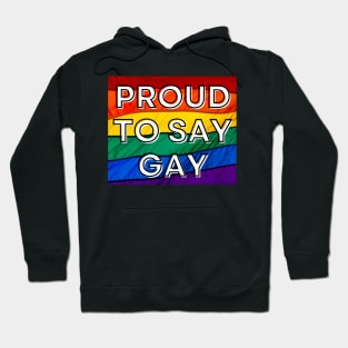 Proud to Say Gay - Pride Flag - Oppose Don't Say Gay Bill - LGBTQIA2S+ Hoodie